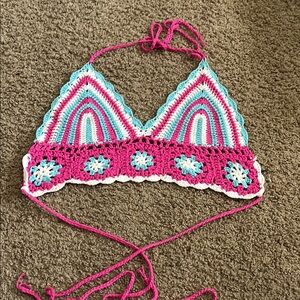 Colorful Crochet Halter Top